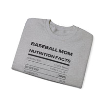 Baseball Mom Nutrition Facts Sweatshirt