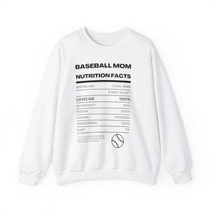 Baseball Mom Nutrition Facts Sweatshirt