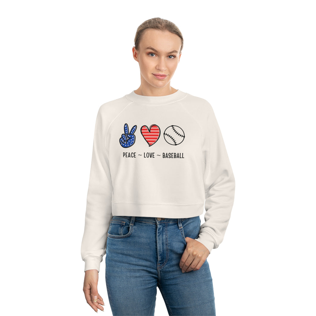 Peace-Love-Baseball Cropped Sweatshirt